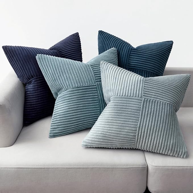 MIULEE Dusty Blue Navy Farmhouse Throw Pillow Covers 18x18 Inch Set of 4 Boho - Image 5