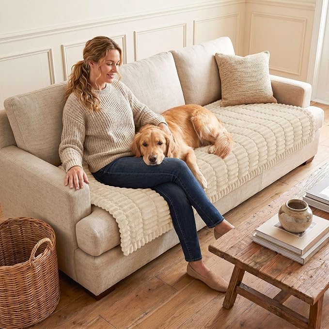 Couch Cover for Dogs, Washable Non Slip Plush Flannel Sofa Protector | Thick - Image 2
