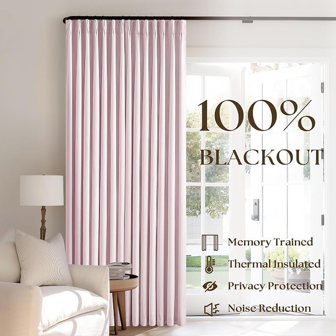 Light Pink Linen 100% Black Out 120 Inch Curtains - Image 3