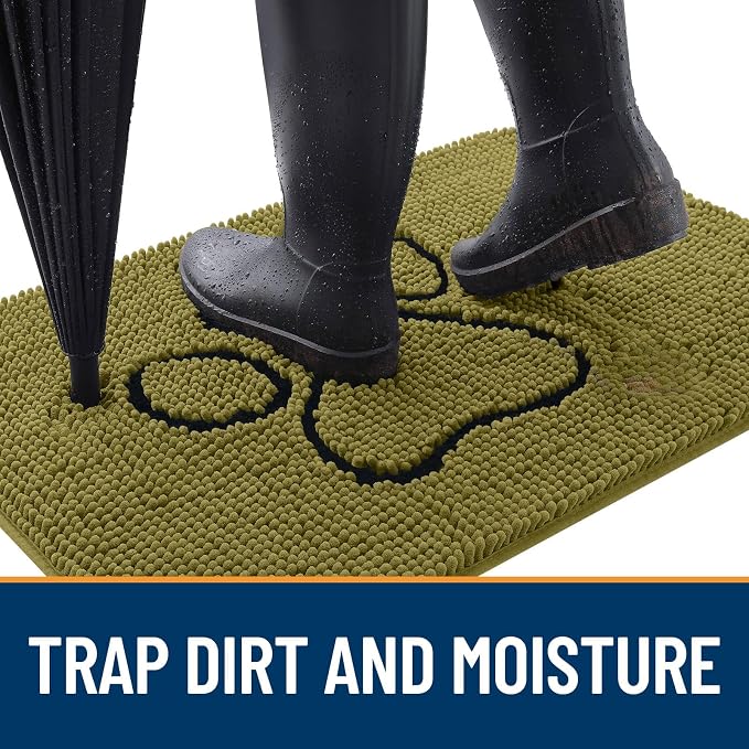 OLANLY Dog Door Mat for Muddy Paws 48x30, Paw Print Design Chenille Mud Mat | - Image 2