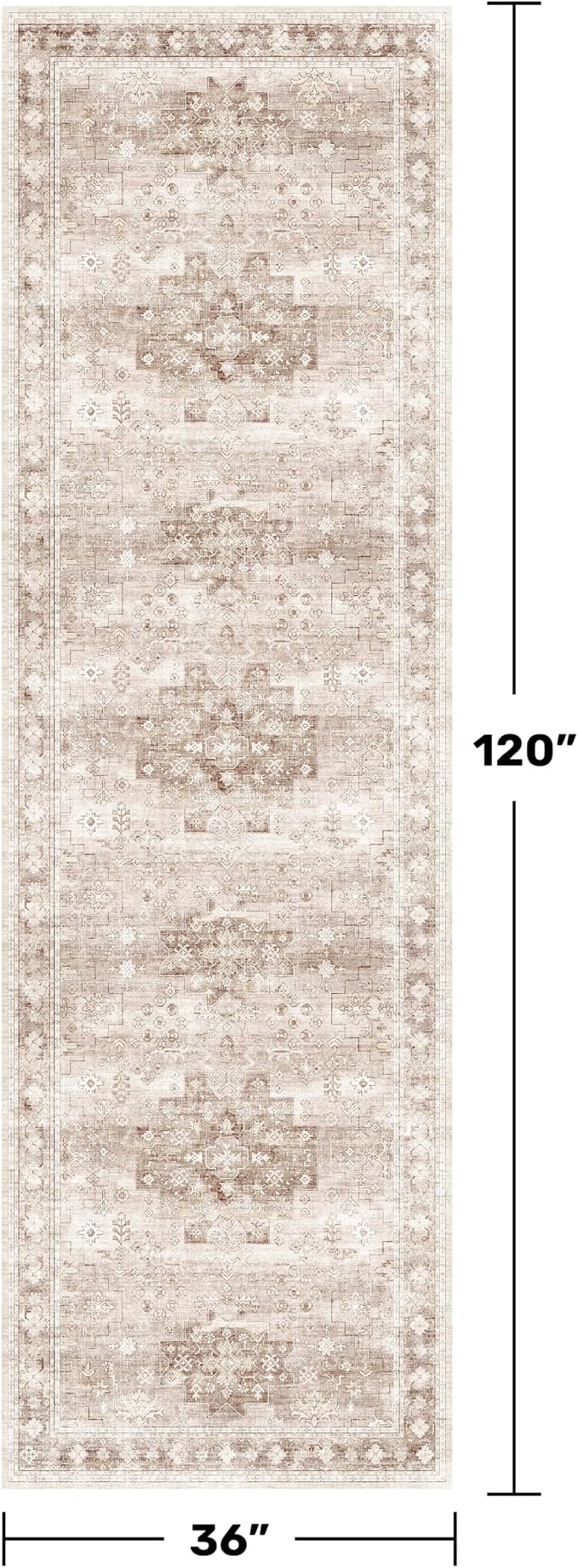 Boho Washable 3x10 Hallway Runner Rug, Non-Slip Stain & Fade Resistant - Image 2