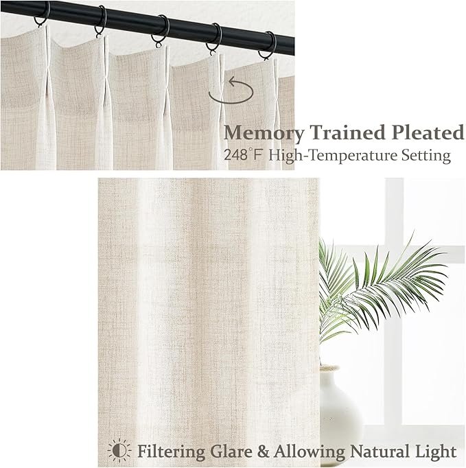 Cream 70 Inch Extra Wide Curtains 102 Inch Long - Image 3