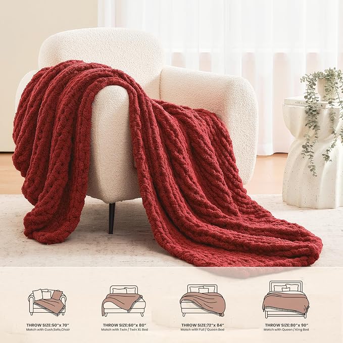 L'AGRATY Chunky Knit Throw Blanket - Image 6