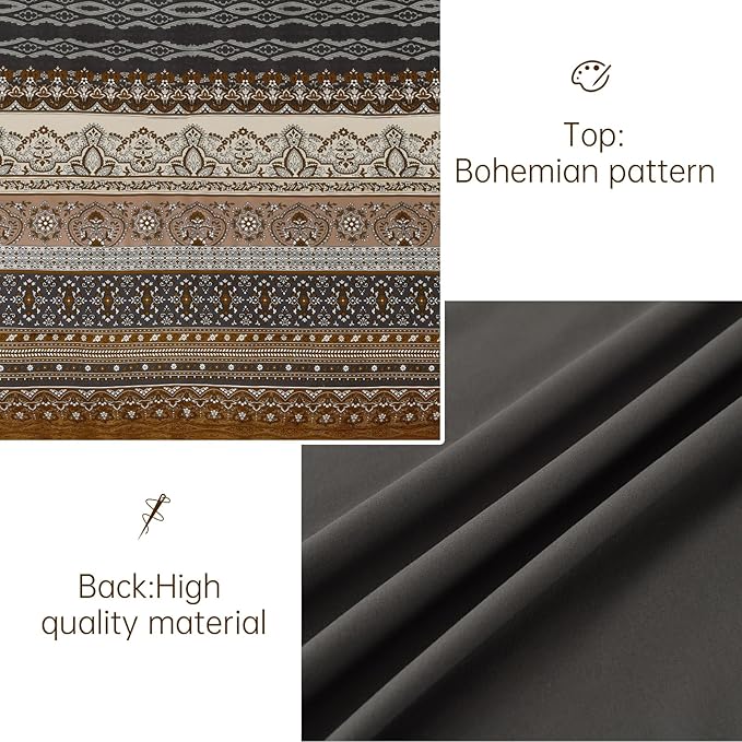 Cottolester Boho Comforter Set Full Size 8 Pieces,Brown Black Bohemian Comforter Paisley Striped Bed in A Bag,Soft Microfiber Bedding Set for All Season
