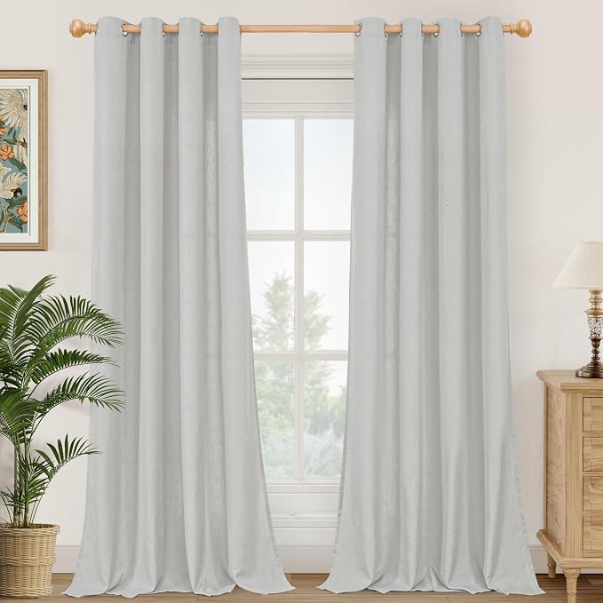YoungsTex Light Grey Linen Curtains 84 Inches Long by YoungsTex