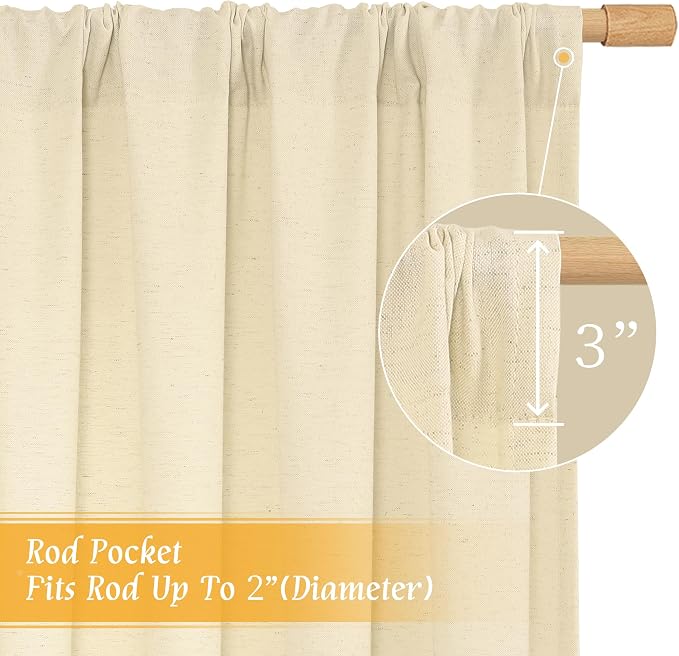 45 Inch Length Beige Short Linen Curtains - Image 3