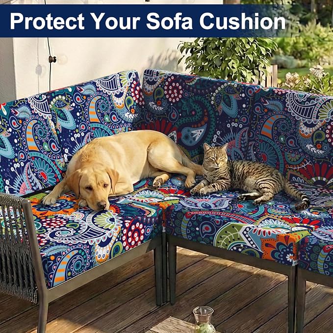 Smiry Waterproof Patio Cushion Covers, Stretch Outdoor Furniture Covers | Couch - Image 8