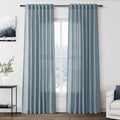 Light Blue Linen Curtains 84 Inch Length 2 Panels Set by Nanspring
