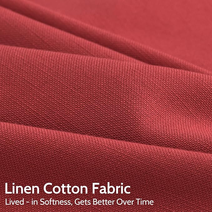 Christmas Red Linen Curtains 84 Inch Length 2 Panels Set - Image 4
