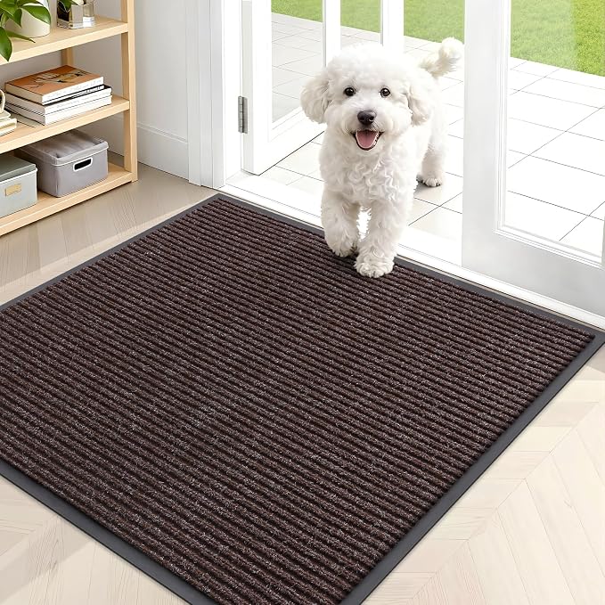 OLANLY Front Door Mat 35x30, Waterproof Heavy-Duty Indoor Outdoor Doormat | Tan by OLANLY