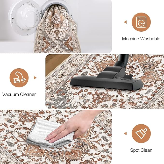 Yamaziot Washable Runner Rug, 2x10 Non-Slip Boho Hallway Kitchen Rug | Stain - Image 4