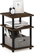 Furinno TURN-N-TUBE Side Table, 3-Tier End Table, Open Shelves Nightstand, Night Stand, Bedside Table, Easy Assembly, for Living Room, Bedroom, Columbia Walnut