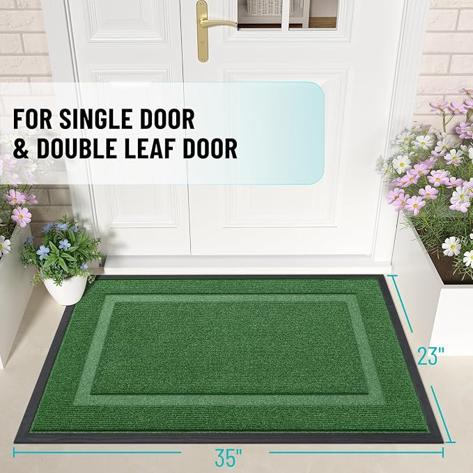 OLANLY Front Door Mat Outside 35x23, All-Season Heavy-Duty Rubber Doormat | - Image 2