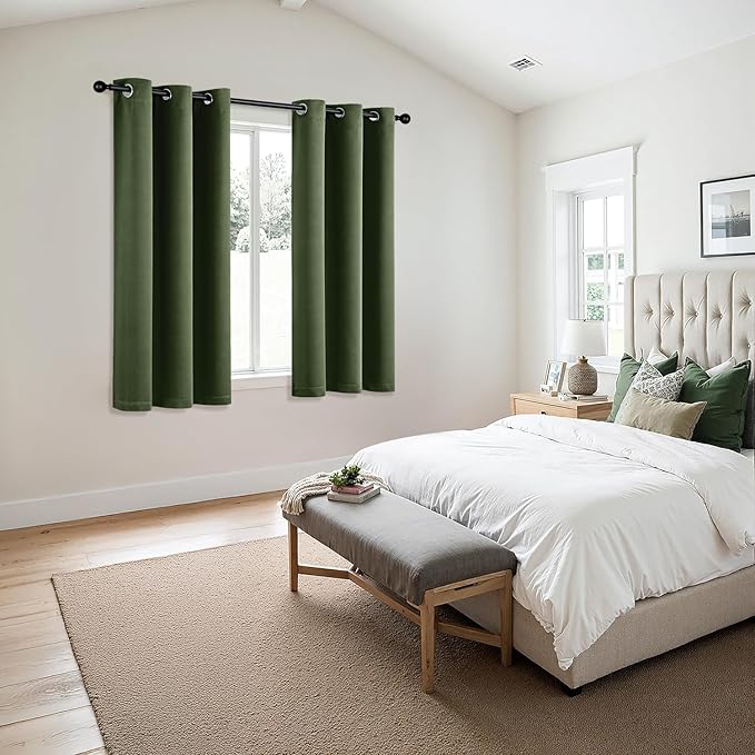 MIULEE Blackout Curtains for Bedroom 2 Panels 40 x 45 Inch Long Olive Green | - Image 6