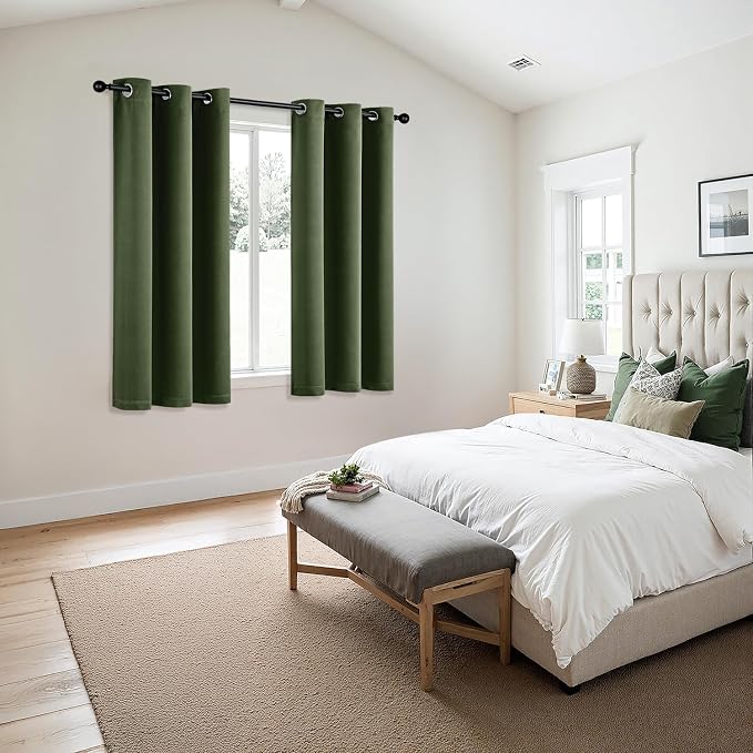 MIULEE Blackout Curtains for Bedroom 2 Panels 34 x 54 Inch Long Olive Green | - Image 6