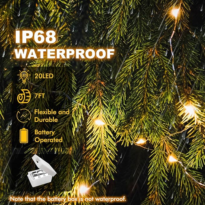 20 Pack Fairy Lights Battery Operated - 3 Speed Modes, 7Ft 20 LED String Twinkle Lights, Waterproof Copper Wire, Mini Firefly Light for Mason Jars Vases Christmas Decor, Warm White
