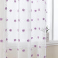 MYSKY HOME 72 Inch Long Purple Pom Pom White Sheer Curtains for Bedroom Nursery Curtains for Baby Room Door Curtains for Doorway 2 Panels Light Filtering Rod Pocket Semi Window Drapes 52 x 72 inch