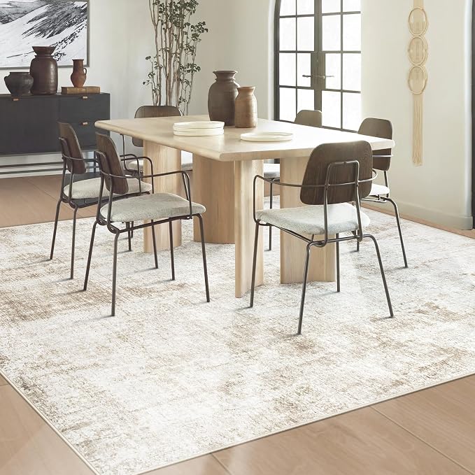6x9 Area Rugs Washable Rug: Abstract Neutral Rugs Modern Non Slip Area Rug - Image 6