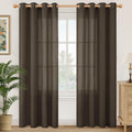 YoungsTex Brown Linen Semi Sheer Curtains 80 Inches Long by YoungsTex