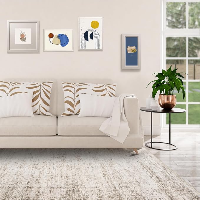 6x9 Area Rugs for Living Room Bedroom Dining Room Washable Beige Ivory | Soft - Image 9