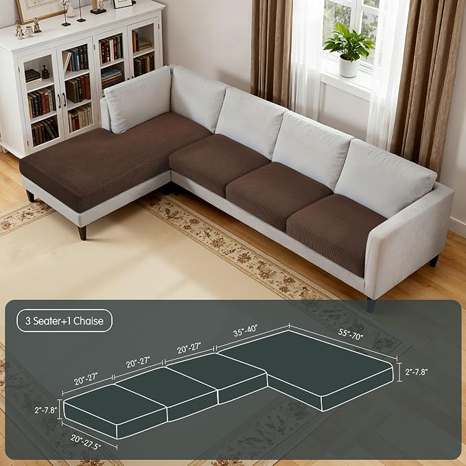 Hokway Chaise Cover and Couch Cushion Covers Set, Separate Sectional Sofa - Image 2