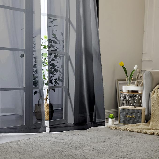 Sheer Curtain Panels Set 96" Inches Long, Solid Voile Light Filtering Airy - Image 8