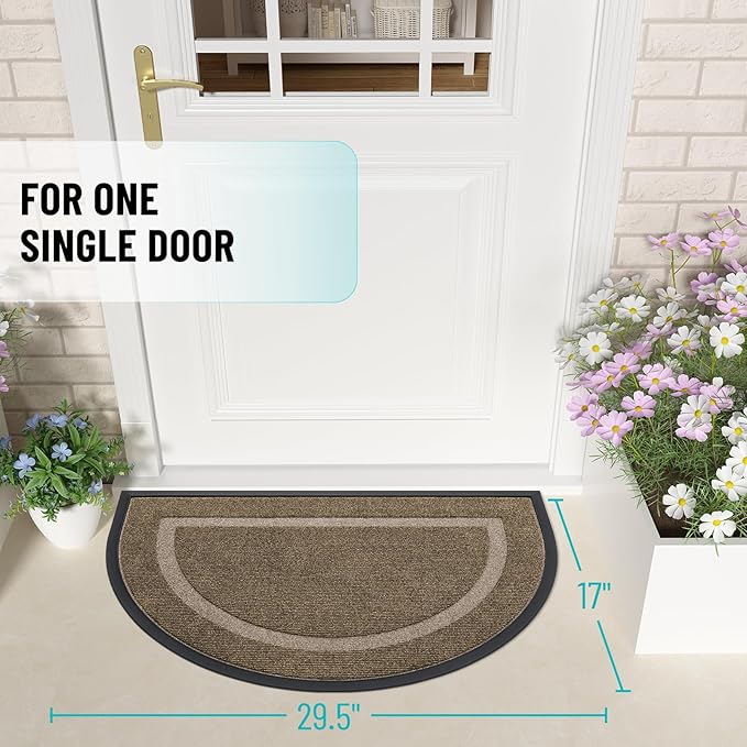 OLANLY Half Circle Front Door Mat Outside 29.5x17 All-Season Rubber Doormat | - Image 2