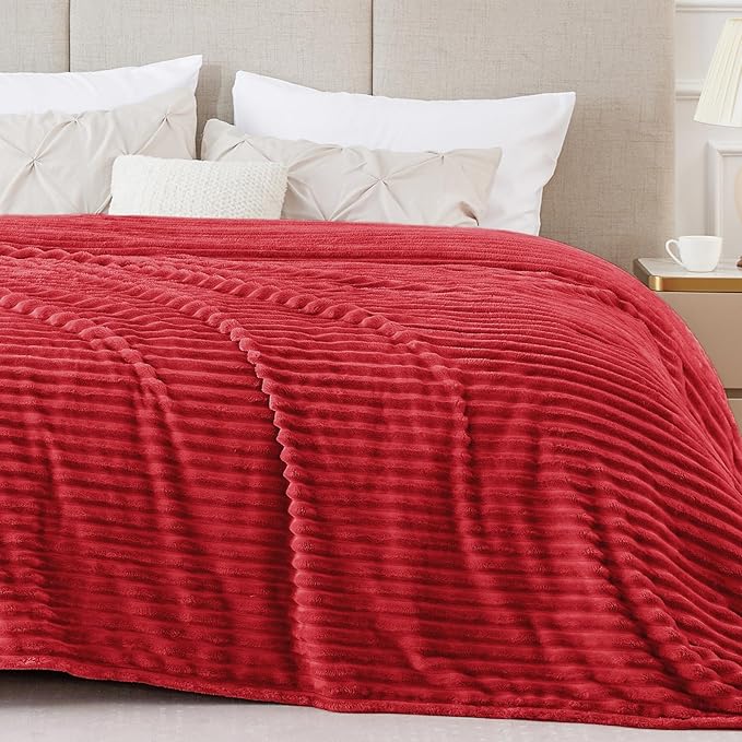 BEDELITE 3D Ribbed Jacquard Red King Size Blankets - Image 7