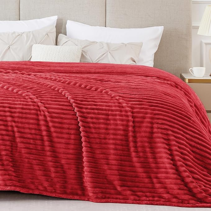 BEDELITE 3D Ribbed Jacquard Red Blankets Queen Size - Image 7