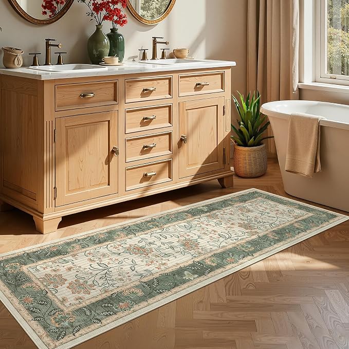 GarveeHome 2x6 Washable Runner Rug Sage Green Non Slip Kitchen Runner | Hallway - Image 3