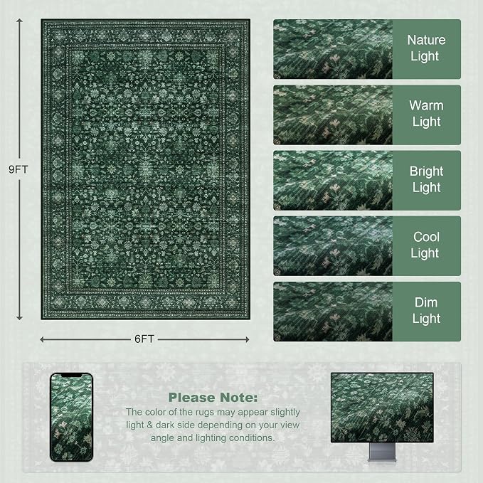 6x9 Area Rugs Living Room: Washable Rug - Image 2