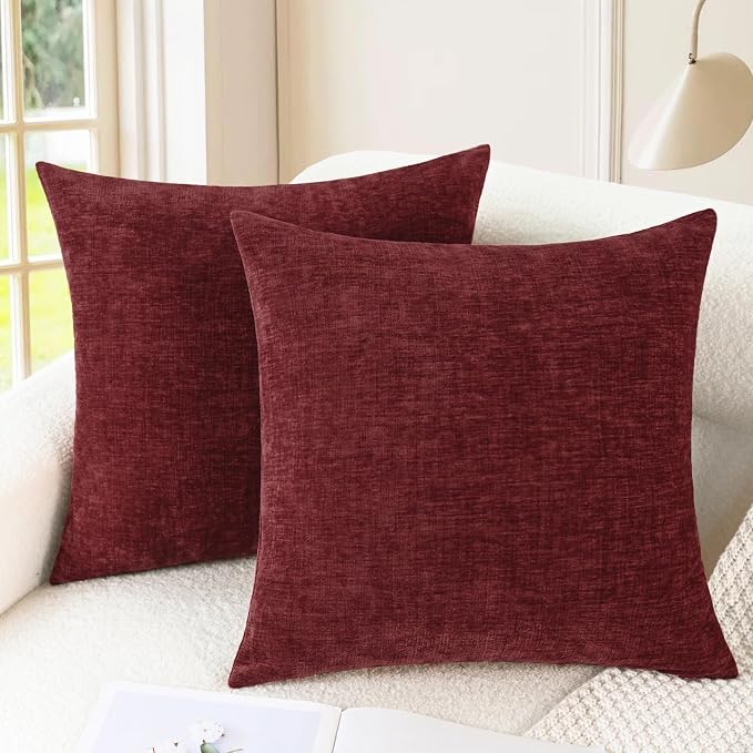 CaliTime Decorative Couch Throw Pillow Covers 22 X 22 Inches Burgundy | Pack of by CaliTime