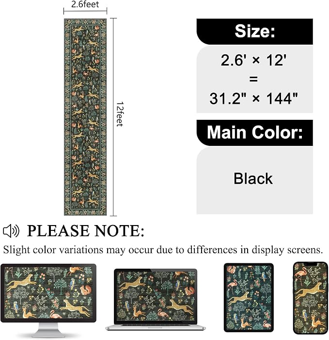 DUKINO 2.6x12 Hallway Runner Rug, Washable Animal Rug Non Slip, Stain Resistant - Image 2