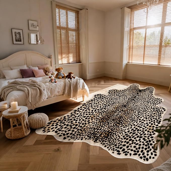 Seek4comfortable Leopard Print Rug, Cheetah Rug 4.6x5.8 Feet Faux Animal Fur - Image 6