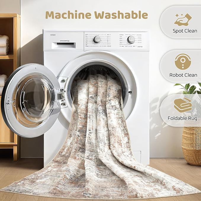 LOONGRUG 8x12 Area Rug Washable Large Neutral Modern Living Room Rugs | - Image 2