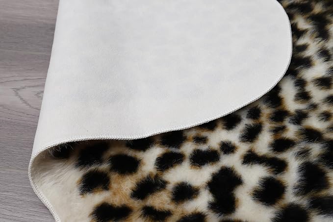 Huichenxing2021FURSTORE Faux Cheetah Area Rug Animals Printed Hide Mats Leopard - Image 4