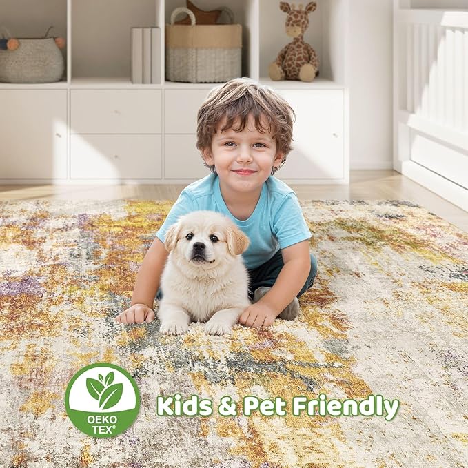 LOONGRUG Area Rug 5x7 Washable Neutral Modern Living Room Rugs Colorful | - Image 7