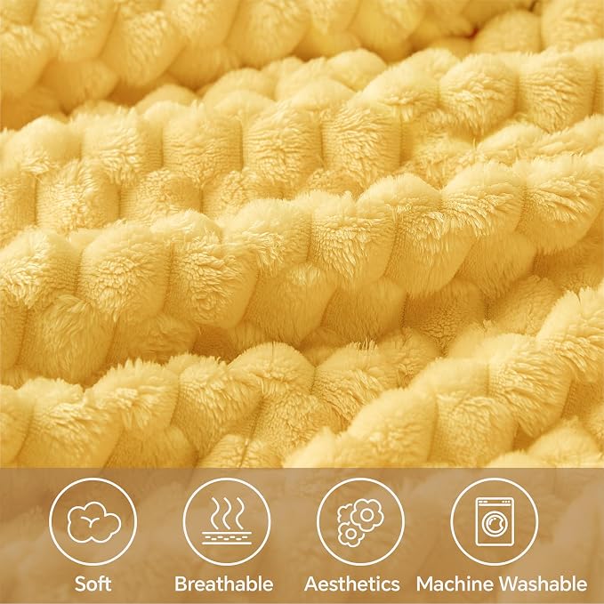 BEDELITE Yellow Twin Blanket for Couch, Soft Cozy Gifts for Women, 60 * 80 | 3D - Image 3