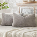 MIULEE Decorative Lumbar Throw Pillow Covers 12x20 Inch Light Gray 2 Pack | by MIULEE