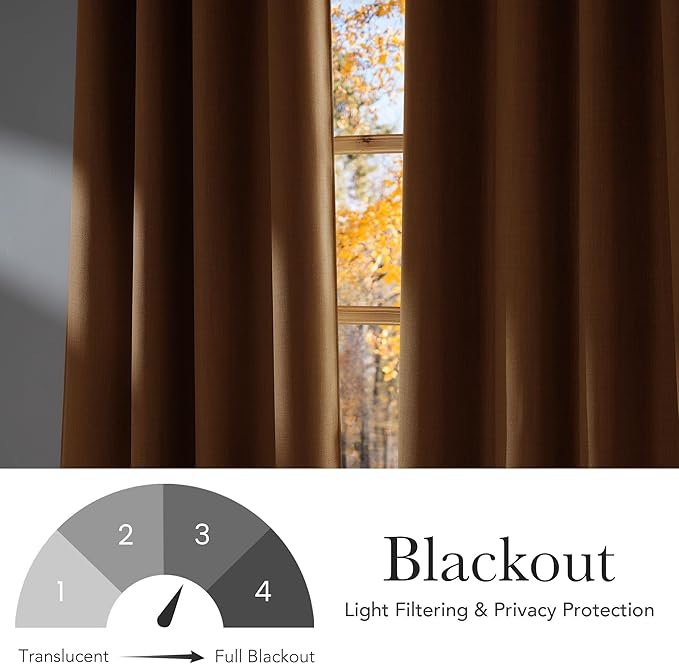 NICETOWN Short Faux Linen Gold Brown Blackout Curtains 63 inches Long for Kitchen - Privacy Panels for Living Room Bedroom, Modern Farmhouse Style Easy Care Grommet Top, 2 Panels, W42 by L63
