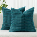 MIULEE Corduroy Decorative Throw Pillow Covers 18x18 Teal Pack of 2 | Soft Boho by MIULEE