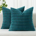 MIULEE Corduroy Decorative Throw Pillow Covers 20x20 Teal Pack of 2 | Soft Boho by MIULEE