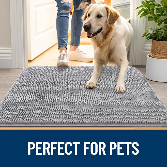 OLANLY Dog Door Mat for Muddy Paws 47x17, Super Absorbent Chenille Mud Mat | - Image 6