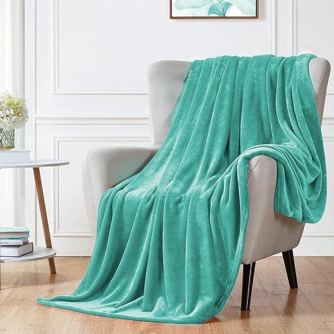 Walensee Fleece Blanket Plush Throw Fuzzy Lightweight (Throw Size 50x60 Turquoise) Super Soft Microfiber Flannel Blankets for Couch, Bed, Sofa Ultra Luxurious Warm and Cozy for All Seasons