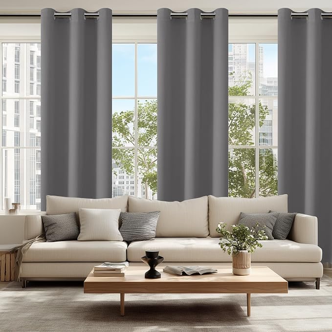 Blackout Curtains for Bedroom 38 x 84 Inch Long Light Grey 2 Panels | Thermal - Image 6