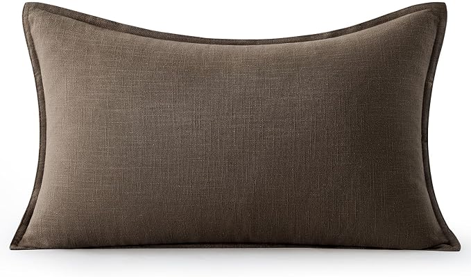 MIULEE Decorative Linen Lumbar Pillow Cover 12x20 Inch Dark Coffee | Fall - Image 7