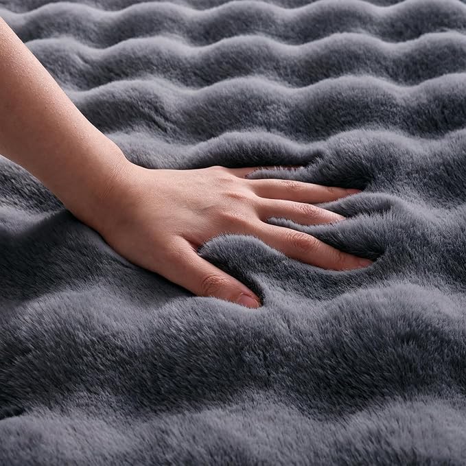 Gray Rabbit Plush Rug 4'x6', Fluffy Shaggy Area Rug - Image 6