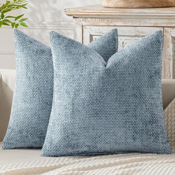 MIULEE Decorative Couch Throw Pillow Covers 20x20 Inch Light Blue 2 Pack | by MIULEE
