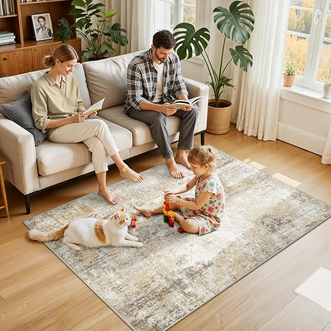 RELEANY Washable 4'x6' Abstract Area Rug - Image 2