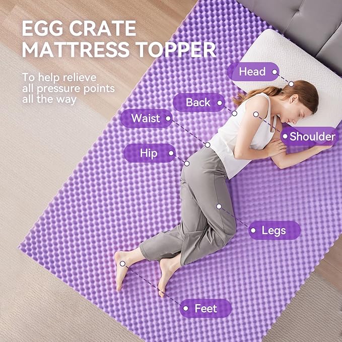 SINWEEK 2 Inch Egg Crate Memory Foam Mattress Topper King Size, Soft Mattress Pad for Back Pain Relief, Bed Topper, CertiPUR-US Certified